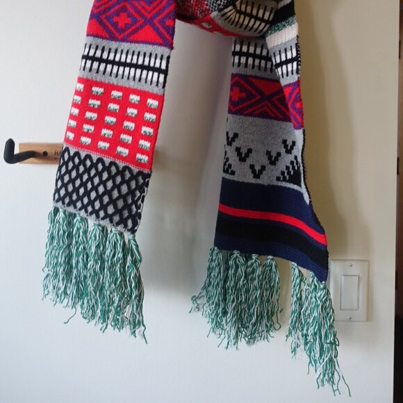 J Crew k2934 Extra Long Merino Wool Blend Scarf fair isle Multicolor Women's - Picture 10 of 14